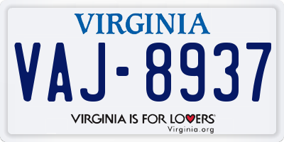 VA license plate VAJ8937