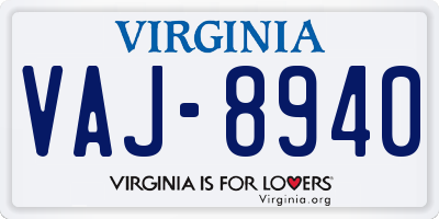 VA license plate VAJ8940