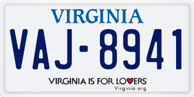 VA license plate VAJ8941