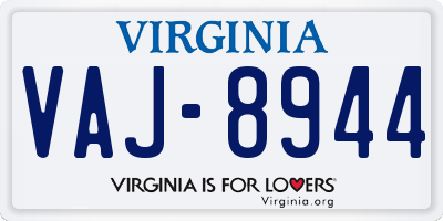 VA license plate VAJ8944