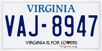 VA license plate VAJ8947