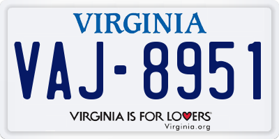 VA license plate VAJ8951