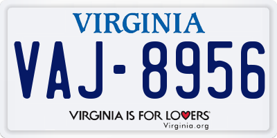 VA license plate VAJ8956