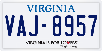 VA license plate VAJ8957