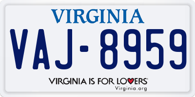 VA license plate VAJ8959