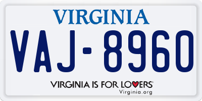 VA license plate VAJ8960