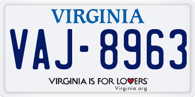 VA license plate VAJ8963