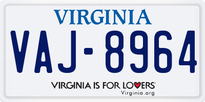 VA license plate VAJ8964