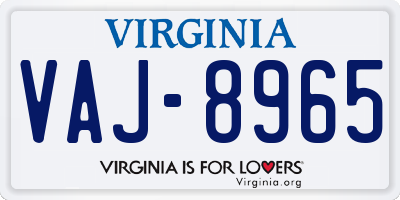 VA license plate VAJ8965