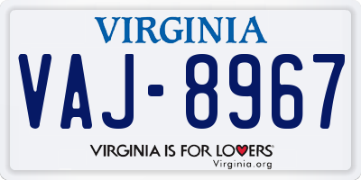 VA license plate VAJ8967