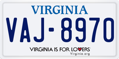 VA license plate VAJ8970
