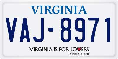 VA license plate VAJ8971