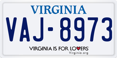 VA license plate VAJ8973