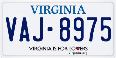 VA license plate VAJ8975