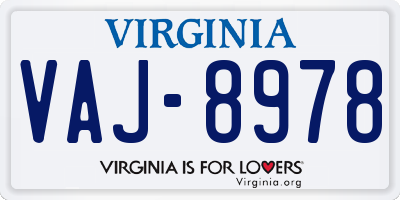 VA license plate VAJ8978