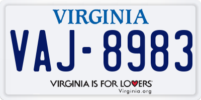 VA license plate VAJ8983