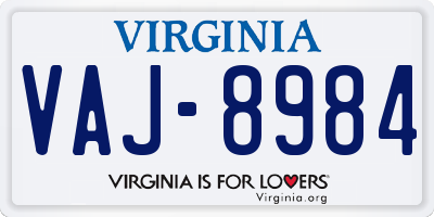 VA license plate VAJ8984