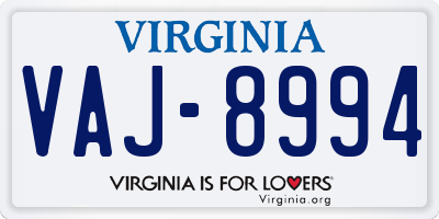 VA license plate VAJ8994