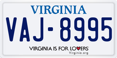 VA license plate VAJ8995