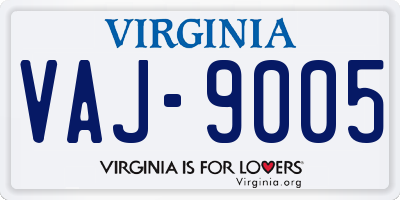 VA license plate VAJ9005