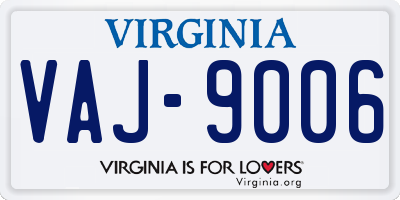 VA license plate VAJ9006