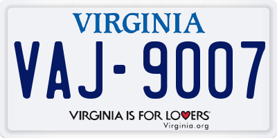 VA license plate VAJ9007