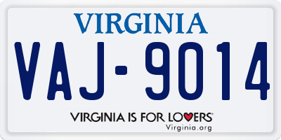 VA license plate VAJ9014