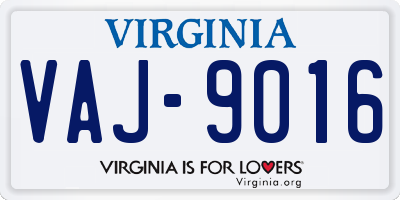 VA license plate VAJ9016