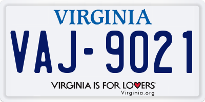 VA license plate VAJ9021