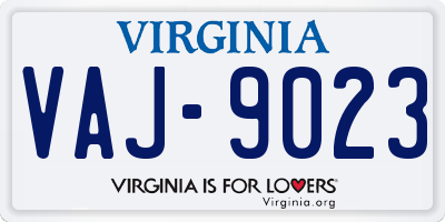 VA license plate VAJ9023