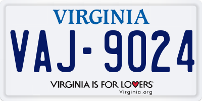 VA license plate VAJ9024