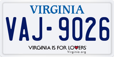 VA license plate VAJ9026