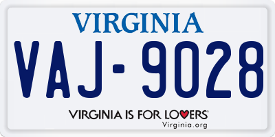 VA license plate VAJ9028
