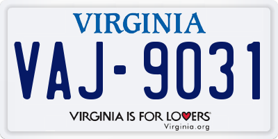 VA license plate VAJ9031