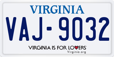 VA license plate VAJ9032