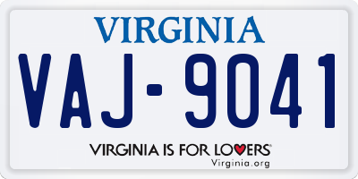 VA license plate VAJ9041