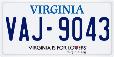 VA license plate VAJ9043