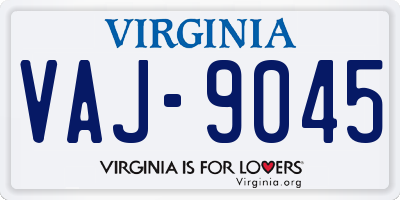 VA license plate VAJ9045
