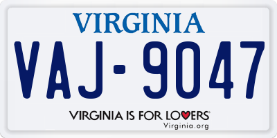 VA license plate VAJ9047