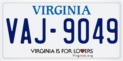 VA license plate VAJ9049