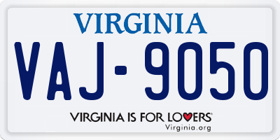 VA license plate VAJ9050