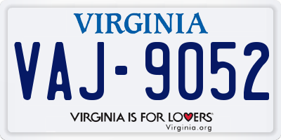VA license plate VAJ9052