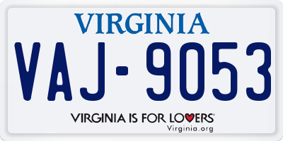 VA license plate VAJ9053