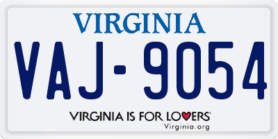 VA license plate VAJ9054