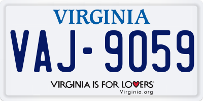VA license plate VAJ9059