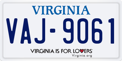 VA license plate VAJ9061