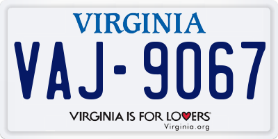VA license plate VAJ9067
