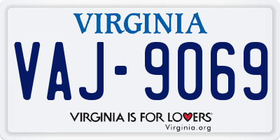 VA license plate VAJ9069