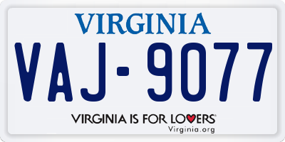 VA license plate VAJ9077
