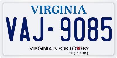 VA license plate VAJ9085